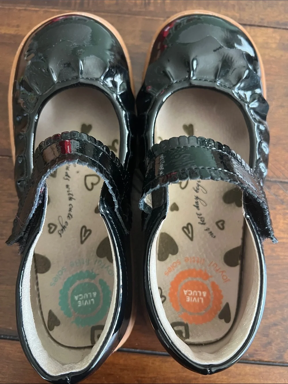 Livie & Luca Black Patent Mary Jane Shoes with Velcro Strap